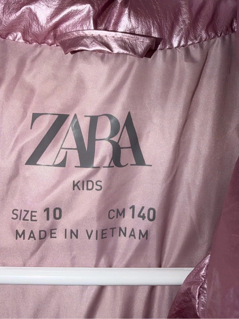 Zara Kids metallic pink puffer jacket Size 10